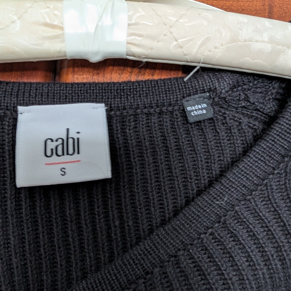 Cabi Black Ribbed Knit Sweater Top - Picture 3 of 7